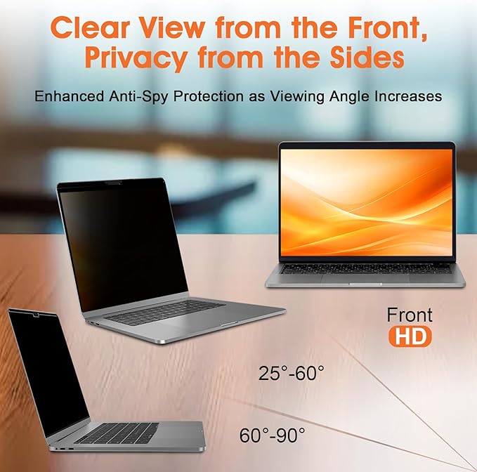 Magnetic Laptop Privacy Screen 14 Inch (Diagonal) 16:9 Display- Removable Anti-Glare Blue Light Filter, Computer Privacy Screen Shield Compatible with 14'' Hp Acer Asus Lenovo Dell Monitor