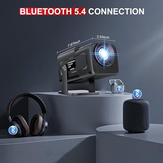 [ 2025 Netflix Licensed ] 4K Projector with Wifi Bluetooth, Android 13 Smart Projector w Built-in Netflix/YouTube/PrimeVideo/D+, Auto Keystone, 1080P Native Mini Portable Projector for Outdoor Movies