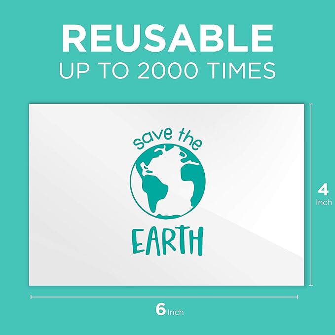 Dry Erase Sticky Notes - 10 Pack of 4x6 Inch; Adhesive Free Reusable Whiteboard Stickers for Smooth Surfaces; No More Paper Post Notes - Reusable Home and Office Product (White, 4 x 6)