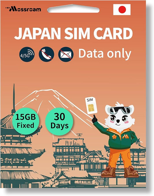 Japan SIM Card – Prepaid Data Plans |15GB Total,30 Days | High-Speed 4/5G LTE | No Daily Restrictions | Perfect for Tourists & Business Travelers