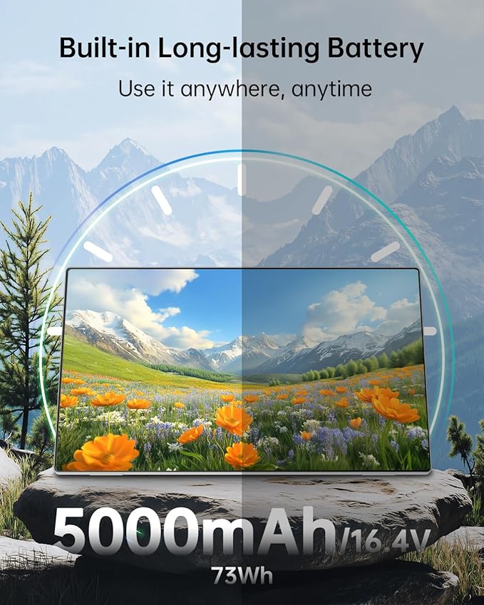 KTC 25 Inch Portable TV - Smart Touch Screen with Google Play, Android 14, Qualcomm 8G RAM+128G Storage, 1080P Smart Handy TV with 8MP Camera and Battery, Touchscreen Monitor for Camping, Bathroom