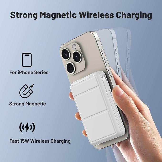 Azmuth for Magsafe Battery Pack, 10000mAh Magnetic Power Bank 22.5W PD Fast Charging with LED Display Wireless Portable Charger for Magsafe with Stand for iPhone 17/16/15/14/13/12/Pro/Pro Max
