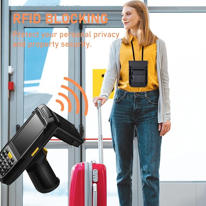 sundee Travel Neck Wallet with Double Zippers, RFID Blocking Passport Holder with Adjustable Neck Strap to Keep Cash, Credit Cards and Travel Documents Safe - Dark Gray