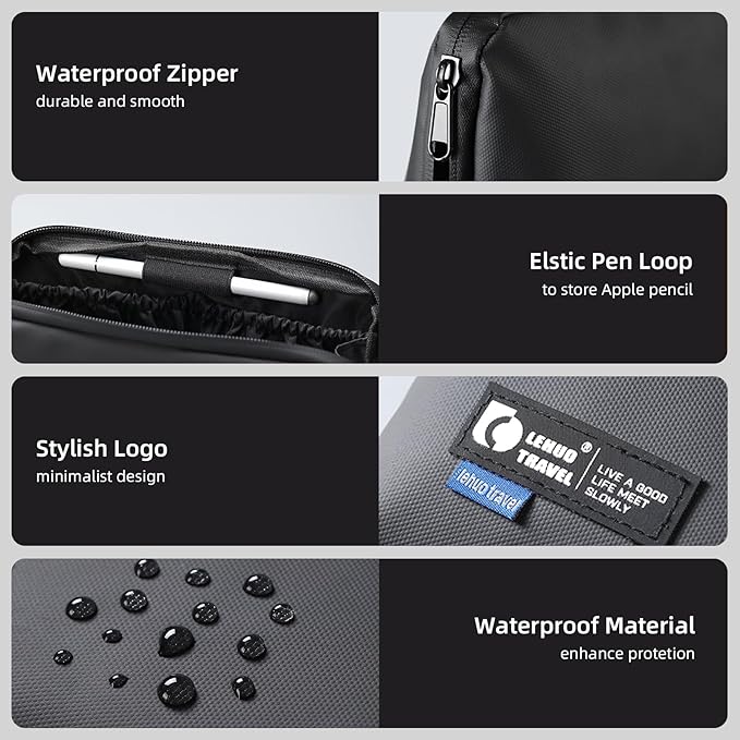 RIGHT AWAY Travel Tech Pouch，Waterproof Cord Case，Electronics Organizer Travel Case，Cable Organizer Storage Bag For Phone, Charger, Accessories(BLACK)