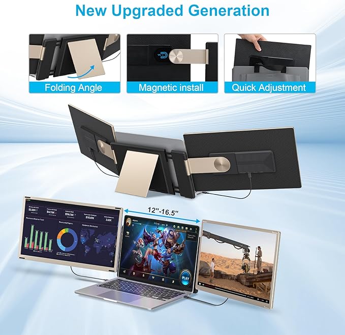 Laptop Screen Extender Portable Monitor, 1080P FHD IPS Screen, Monitor Extender for Laptop, Fit for 13-17" Laptops, Plug & Play Compatiable with Windows/Mac/Chrome/Android/Switch (15.6 inch)