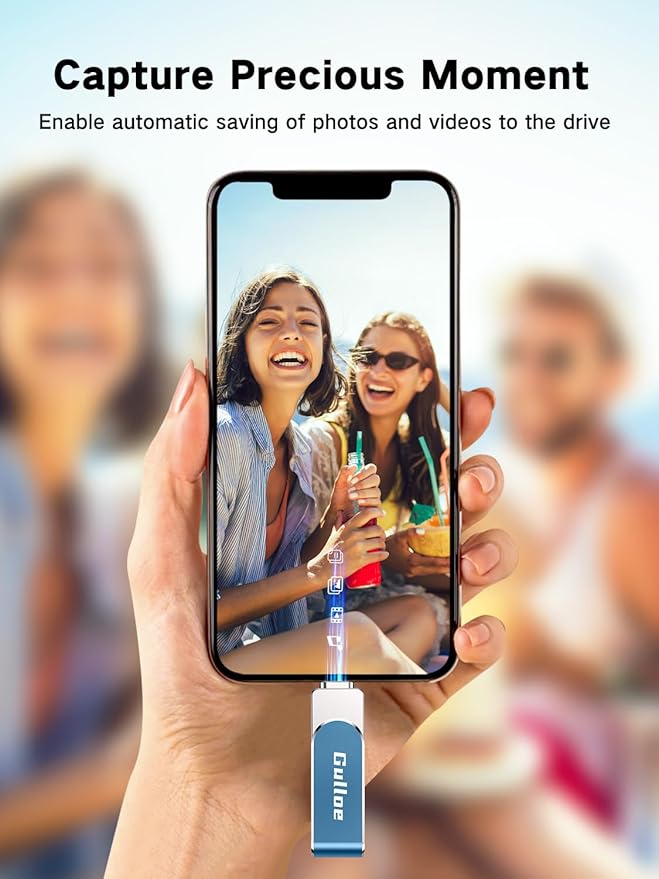 Gulloe 512GB Flash Drive Intended for iPhone, Memory Stick Storage for Photos and Videos Backup, Compatible with iPhone iPad Android PC, Plug and Play, No Application Required (Navy Blue)