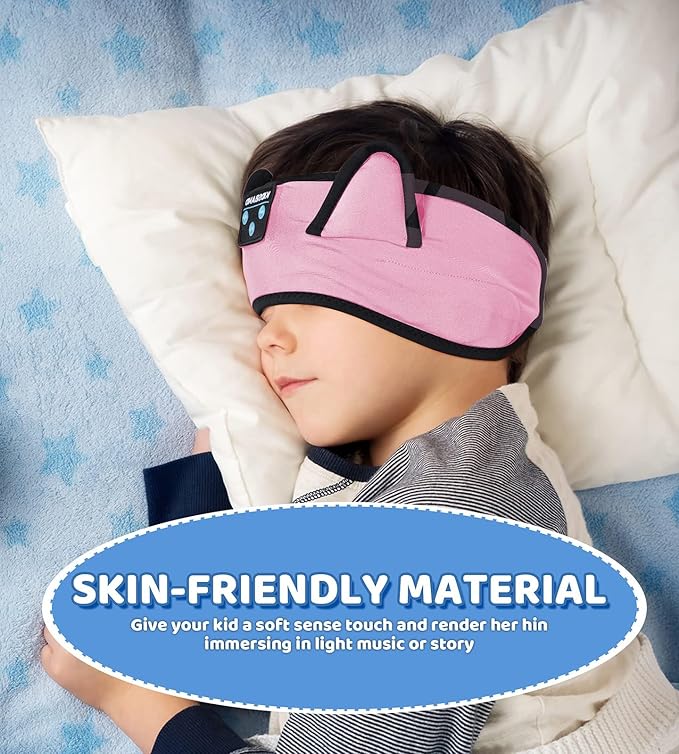 KIDSBAND Kids Headphones, Cozy Bluetooth Headphones for Kids with Wired Playback 3.5 MM Jack for School,Foldable Cat Ear Headset for Girls Boys Children,Kindle Tablet Cellphones Airplane Travel