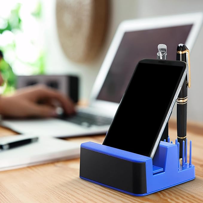 DISCOUNT PROMOS Light Up Logo Phone Stands Set of 10, Bulk Pack - Essential Smartphone Accessory, Perfect for Office and Home - Blue