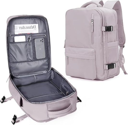 VECAVE Carry On Backpack for Women,Large Travel Backpack Flight Approved,Waterproof 14 Inch Laptop Backpack Business Work Backpacks Men Mochila De Viaje LotusPink
