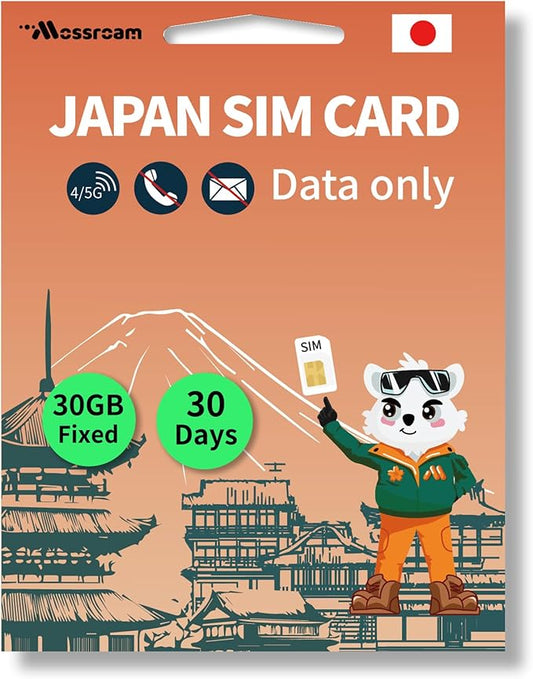 Japan SIM Card – Prepaid Data Plans |30GB Total,30 Days | High-Speed 4/5G LTE | No Daily Restrictions | Perfect for Tourists & Business Travelers