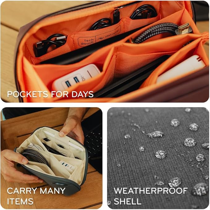Peak Design Small Tech Pouch, Eclipse, Electronics Organizer for Travel or Everyday Carry, Origami-Style Storage, Cable Pass-Through, Weatherproof Recycled Nylon, Gear Carry Bag for Men and Women