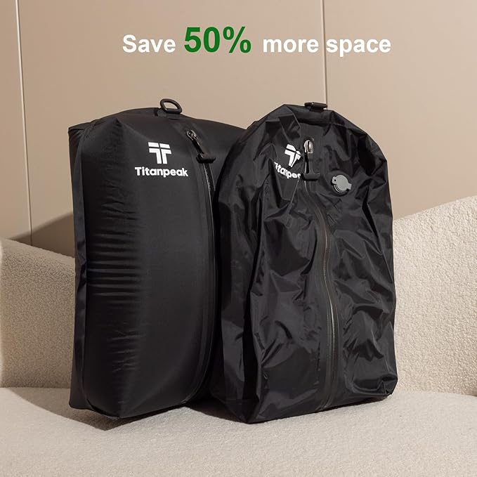 Vacuum Bags for Travel Luggage with Pump, Reusable Space Saver Waterproof Compression Bags for Suitcase,Travel Backpack, Vacuum Seal Packing cube for Storage Organizer Cloth Packing(2PCS + 1PUMP-17L)