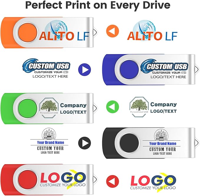 ABLAZE Custom Flash Drive 16GB 100 Pack, Personalized USB Drives Custom USB 2.0 Thumb Drives 100 Pack Memory Stick (Mixcolors)