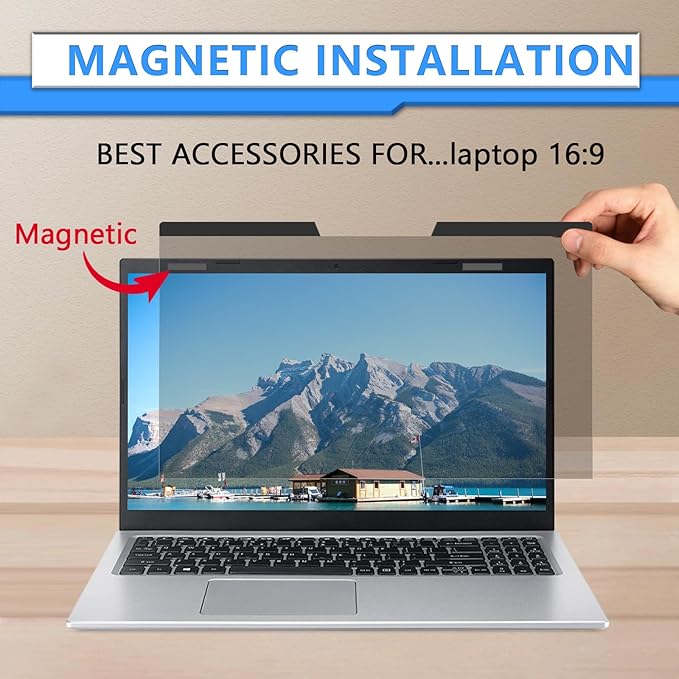 ZOEGAA Magnetic 13.3 Inch Laptop Privacy Screen Filter, for HP Dell Acer Asus Samsung Lenovo, Removable 16:9 Laptop Screen Privacy Shield, Anti Spy, Anti Glare, Blue Ray Reduction