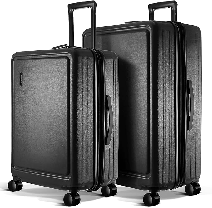 Luggage Sets 2 Piece, 24 Inch Suitcase and 28 Inch Luggage with Spinner Wheels, Durable Hard Shell Suitcase Set, Expandable Travel Suitcases with Wheels, Jet Black
