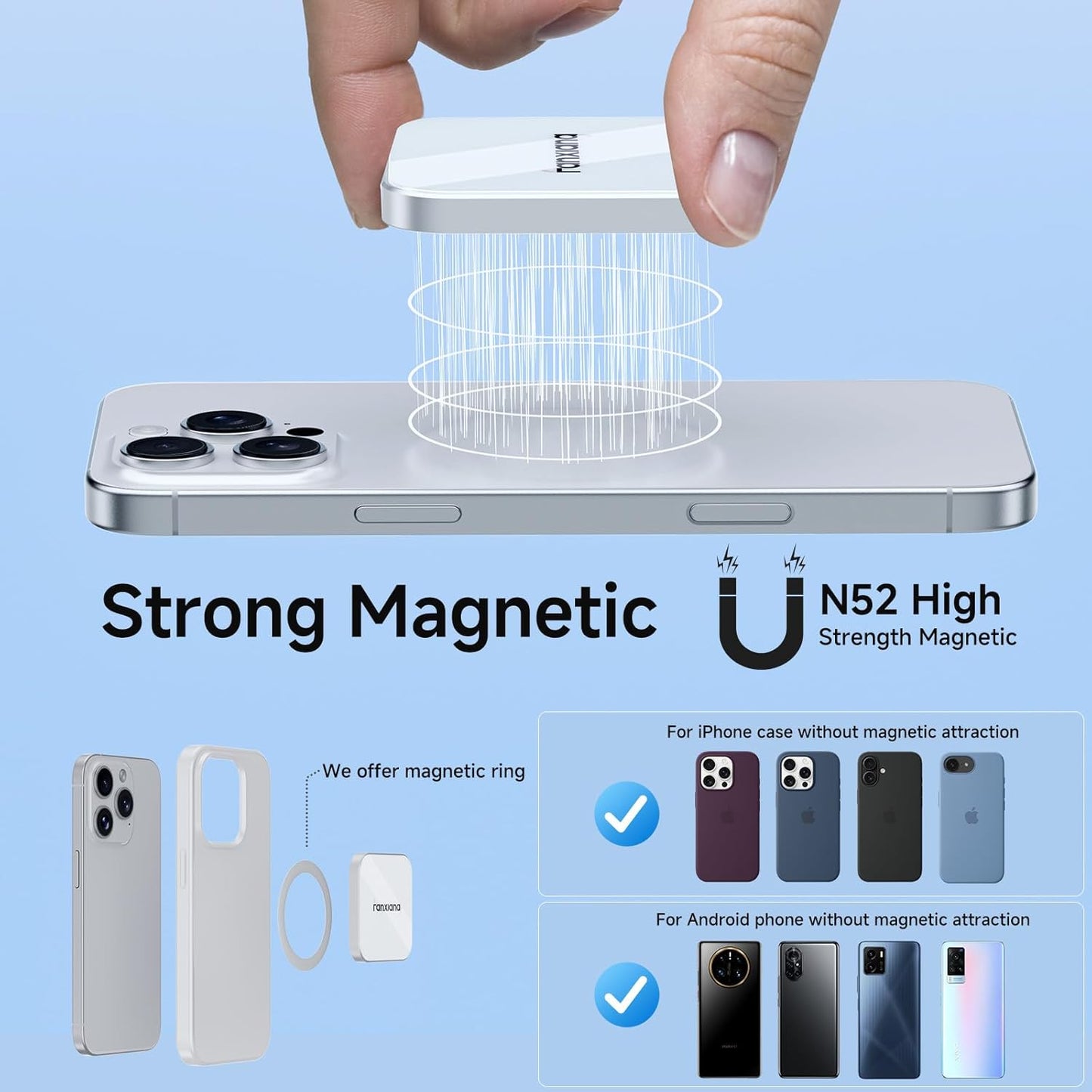 500GB Magnetic External SSD,2000MB/s Type-C USB 3.2 Gen 2x2 Portable SSD,Ultra-Slim External Hard Drive,4K ProRes Recording & Store,External Solid State Drive for iPhone15/16/Android/PC/Mac -PS2005