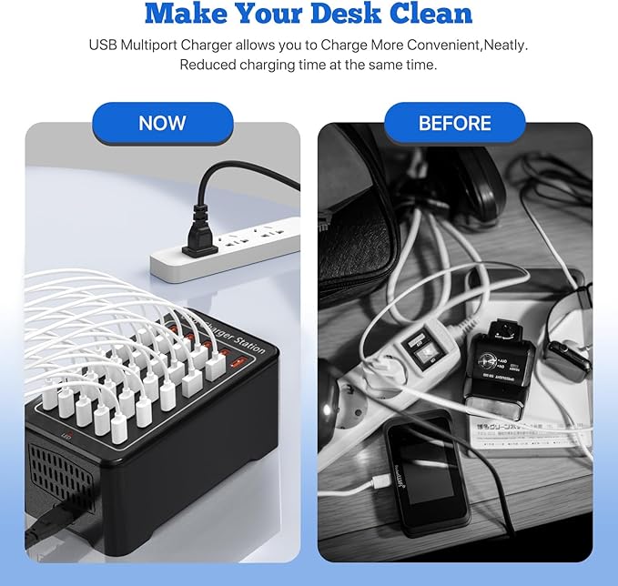 USB C Charging Station，150W 30 Ports USB C Charger【15USB-C + 15USB-A】, Multiple Devices Charger Compatible with Samsung/iPhone/iPad/Google Pixel/Tablets and Other USB Electronics