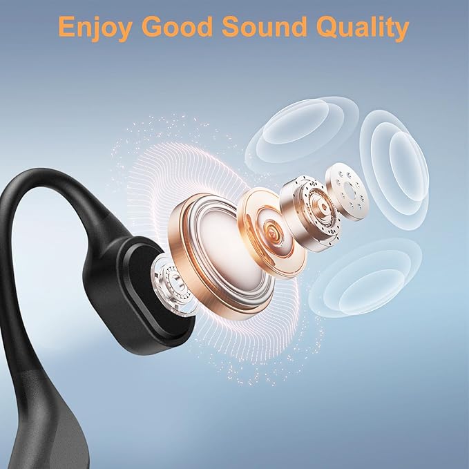 Bone Conduction Bluetooth Headphones-SurfAudio, IP68 Waterproof Swimming Headphones with 32GB MP3 Player, Lightweight Open Ear Design for Swimming/Surfing/Marathon/Cycling(Black)