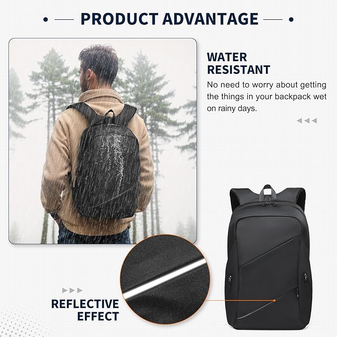 Travel Laptop Backpack, Anti-Theft Carry On Backpack Professional, TSA-Approved Water-Resistant Rucksack for Work Men Women Fits 16 Inch Notebook, Black