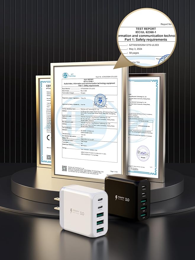 USB C Charger Block, Type C Charger Fast Charging,Total 50W 5-Port USB Wall Charger Multiport Type C Charging Block Cube for iPhone 17/16/15/14/13/12/11 Pro Max XS, iPad, Samsung & More-Black