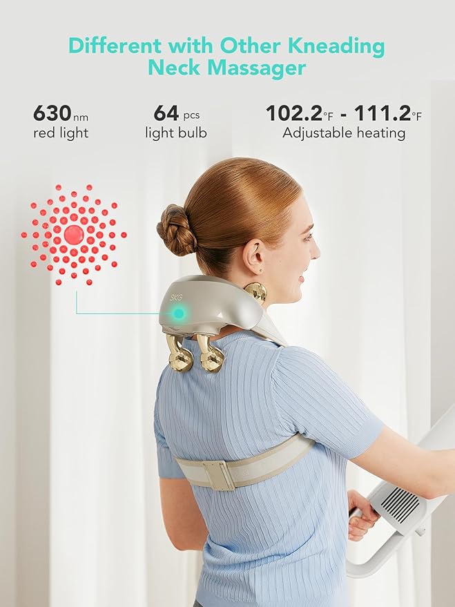 SKG Neck Massager for Pain Relief Deep Tissue Shiatsu Neck and Shoulder Massger with Heat Flex Massager H7 Ultra E