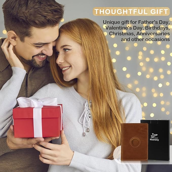 Passport Holder for Men and Women Travel, Real Leather Passport Wallet, Handmade Passport Cover Case with Airtag Slot, Travel Must Haves Essentials Accessories Birthday Gifts(Crazy Horse,Brown)