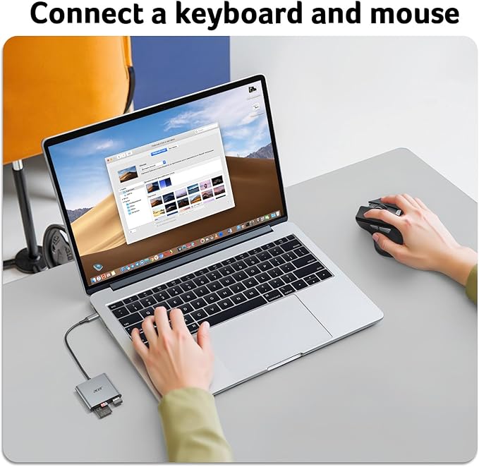 Acer SD Card Reader USB C, 3 in 1 Memory Card Reader with Dual Slots & USB 3.0, Micro SD Card Adapter for iPhone 16/15 Compatible with Camera, Android, MacBook Pro/Air, Laptop