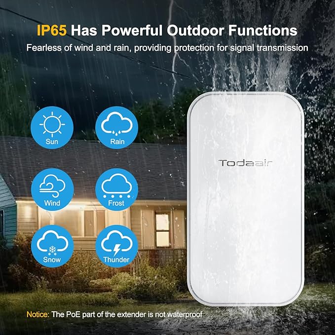 Outdoor WiFi Extender，WiFi Booster | Repeater & AP Mode｜IP65 Weatherproof | Up to 300Mbps WiFi Repeater | Easy Set Up WiFi Repeater Wireless Signal Booster with Ethernet Port