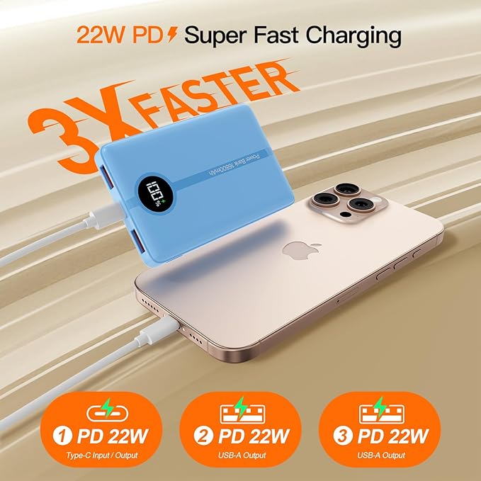 Magnetic Portable Charger, 16800mAh Wireless Power Bank, with 20W USB-C Fast Charging and LED Digital Display Magnetic Battery Pack, Compatible with iPhone 16/15/14/13/12 Full Series (2025)