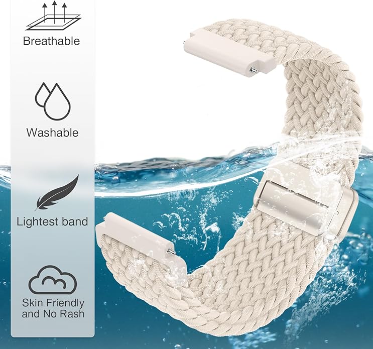 JNN Quick Release Watch Band - Magnetic 18mm 20mm 22mm Braided Nylon Watch Bands, Adjustable Elastic Nylon Watch Straps Replacement Wristband for Men Women