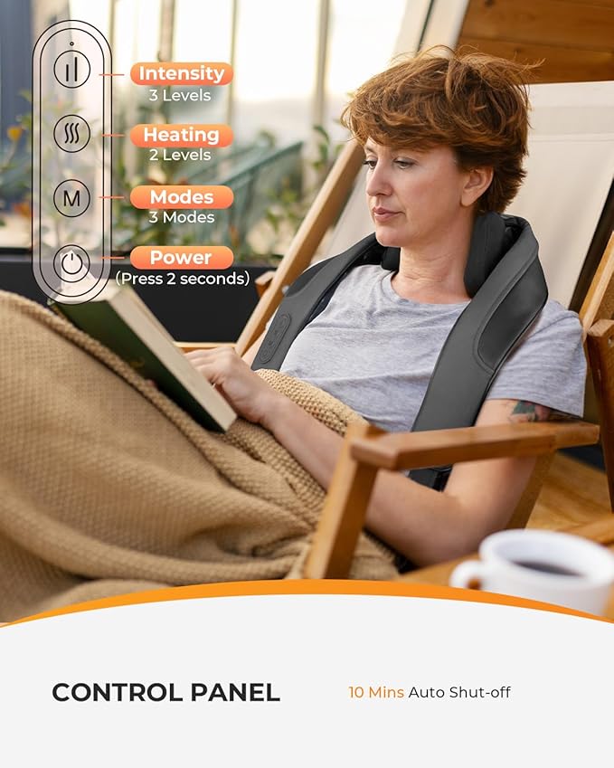 CooCoCo Shiatsu Neck and Back Massager,HSA Eligible,Cordless Neck Shoulder Massager for Pain Relief Deep Tissue,6D Kneading Massager with Dual-Zone Heat and Larger Size, Birthday Gifts for Dad Mom