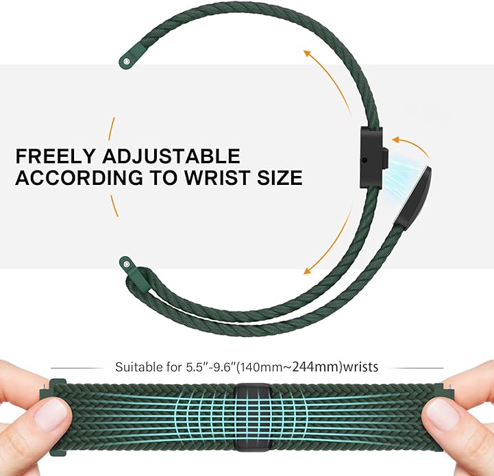 JNN Quick Release Watch Band - Magnetic 18mm 20mm 22mm Braided Nylon Watch Bands, Adjustable Elastic Nylon Watch Straps Replacement Wristband for Men Women