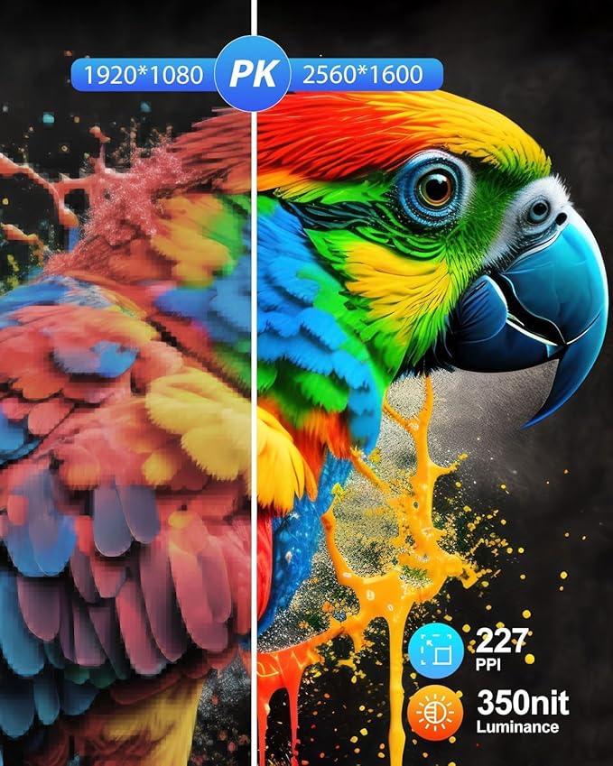 Portable Touchscreen Monitor for Mac, 13.3inch 2.5K 350nit 227 PPI Ultra-Thin Touch Screen Monitor, USB-C Plug & Play Travel Screen for Windows/Android/Switch (Including Stylus)