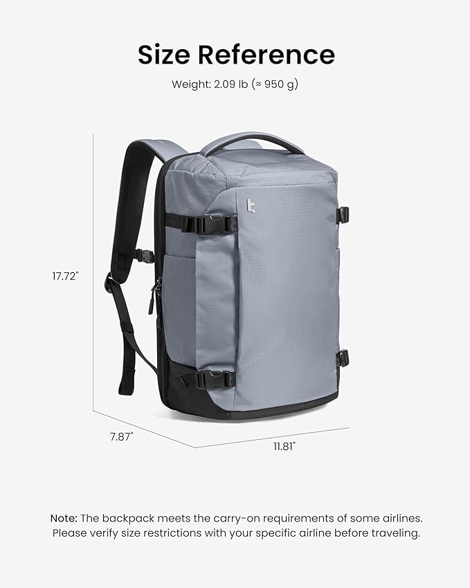 tomtoc Travel Backpack 28L, TSA Friendly Flight Approved Carry-on Luggage Hand Water-resistant Lightweight Business Rucksack, Durable Bag Fits 16 Inch Laptop