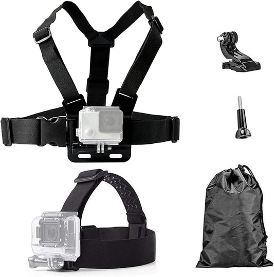 TEKCAM 4 in 1 Chest Strap and Head Mount for Gopro Hero 12, 11, 10, AKASO EK7000, Brave 4, V50, Dragon Touch, WOLFANG Action Cameras