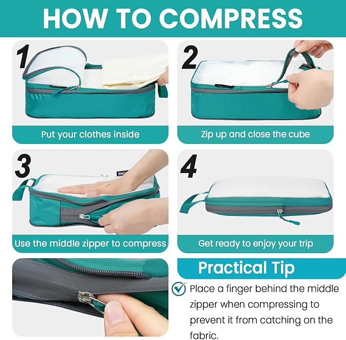 BAGAIL 6 Set Ultralight Compression Packing Cubes Packing Organizer for Travel Accessories Luggage Suitcase Backpack