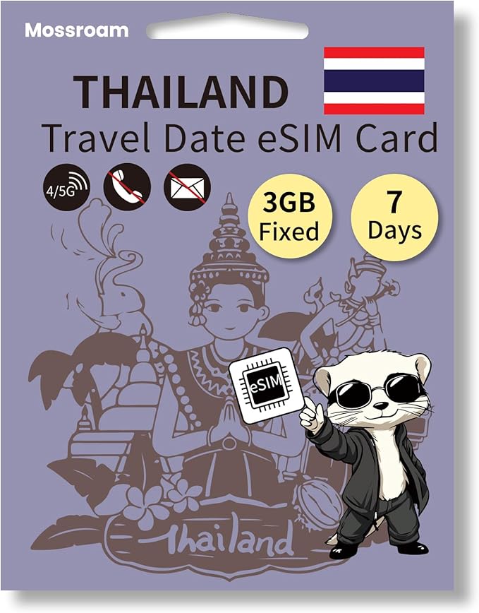 Prepaid Thailand eSIM,3GB High-Speed 5G/4G LTE Fixed Data - No Physical SIM Needed - Instant QR Code Activation - No Contracts, No Hidden Fees