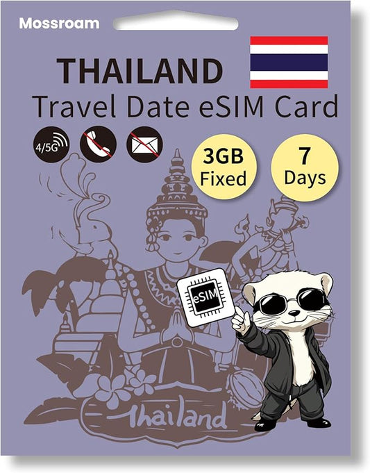 Prepaid Thailand eSIM,3GB High-Speed 5G/4G LTE Fixed Data - No Physical SIM Needed - Instant QR Code Activation - No Contracts, No Hidden Fees