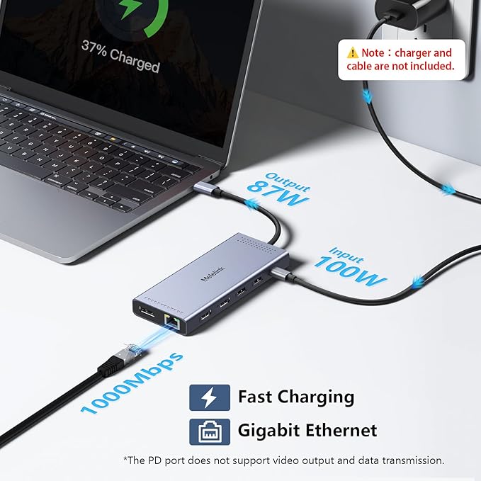 USB C Docking Station Dual Monitor, 14 in 1 Triple Display USB C Hub Multiport Adapter with 2 HDMI 4K,DisplayPort,PD Charging,Ethernet,6 USB C&A Ports,SD/TF, Laptop Docking Station for Dell/HP/Lenovo