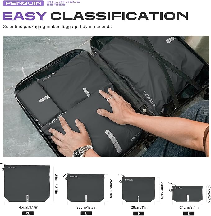 ETROL Travel Packing Cubes Set of 3, Waterproof Compression Storage Bags for Clothes, Lightweight Luggage Organizers for Suitcase, Backpacking, Hiking, Camping & Business Trips(S+M+L)