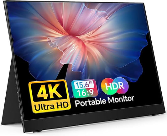 MNN 4K Portable Monitor 15.6" 3840x2160 UHD USB-C HDMI Laptop Monitor, 100% Adobe RGB IPS Computer Gaming Display HDR Travel Monitor w/Speakers & Smart Cover for Laptop Xbox PS5 Switch PC Phone
