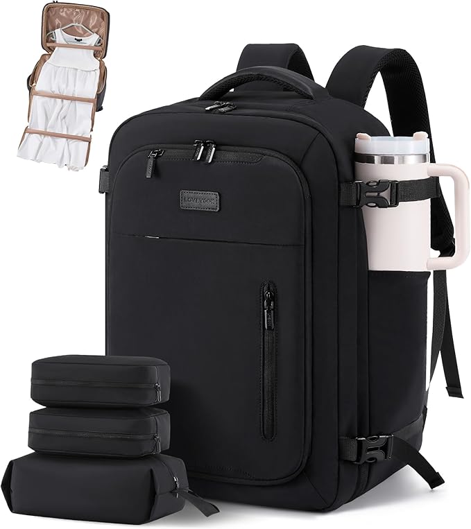 LOVEVOOK Travel Backpack for Women Men with Garment Bag, 50L Carry on Backpack as TSA Personal Item Flight Approved, Luggage Daypack Fits 17.3" Laptop, Overnight Business Weekender Travel Essential