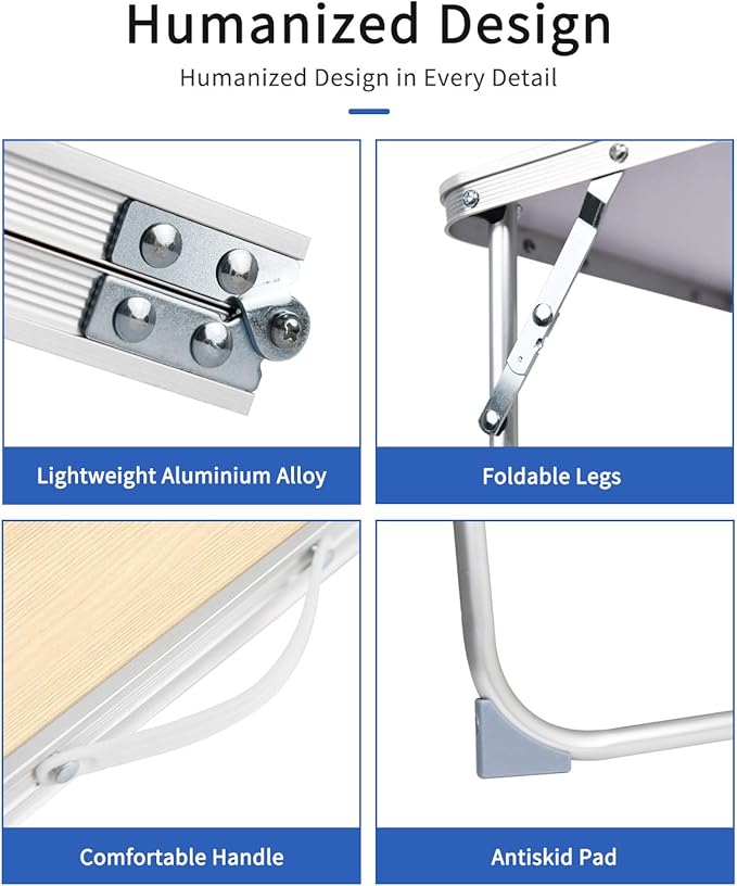 Foldable Laptop Table for Bed, SUVANE Lap Desk, Bed Desk, Breakfast Serving Bed Tray, Portable Mini Picnic Table Storage Space Laptop Desk Reading Holder(Pine)
