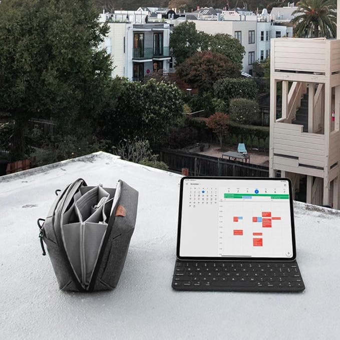 Peak Design Tech Pouch, Charcoal, Electronics Organizer for Travel or Everyday Carry, Origami-Style Storage, Cable Pass-Through, Weatherproof Recycled Nylon, Gear Carry Bag for Men and Women