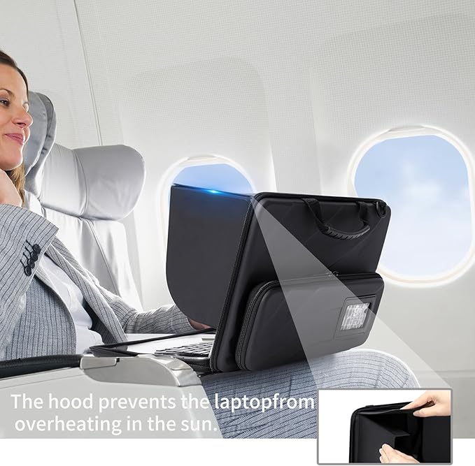 BUG 14.2-15.6 Inch Laptop Sun Shade Bag, Chromebook Protective Sleeve Case Shoulder Bag with Sun Hood Foldable Portable Shield Cover for Working Outside, Computer Hard Shell Case(Patent Pending)