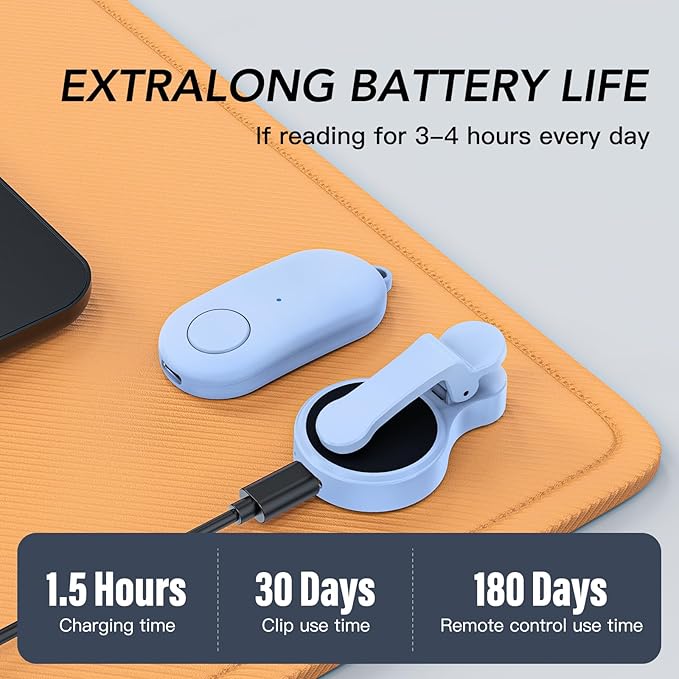 Remote Control Page Turner for Kindle Paperwhite Oasis Kobo eReaders,Kindle Clicker Page Turner Accessories for iPhone,iPad, Android Tablets Reading Novels,Video Record&Shutter Selfie (Blue)