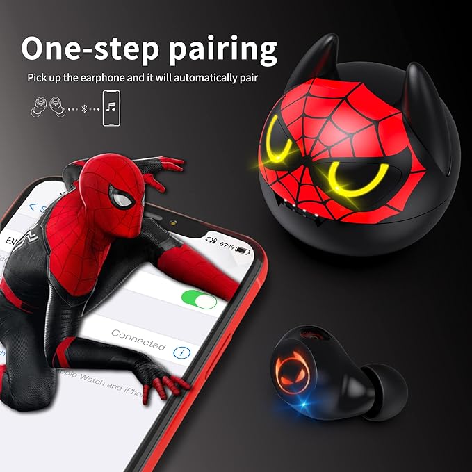 Gaming Wireless Earbuds Kids Bluetooth 5.0 Headphones with Mic 36H Playtime IPX6 Waterproof Noise Reduction Premium Sound LED Display USB-C Kids Wireless Earbuds for Workout Gaming Sport