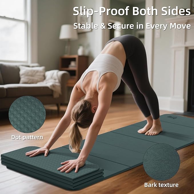 1/2 Inch Extra Thick Yoga Mat Pilates Equipment, 69"x24" Odorless Workout Mats for Home Gym, Non-slip Exercise Mats for Women Men Home Workout, Foldable Yoga Mats for Travel Camping Sleeping