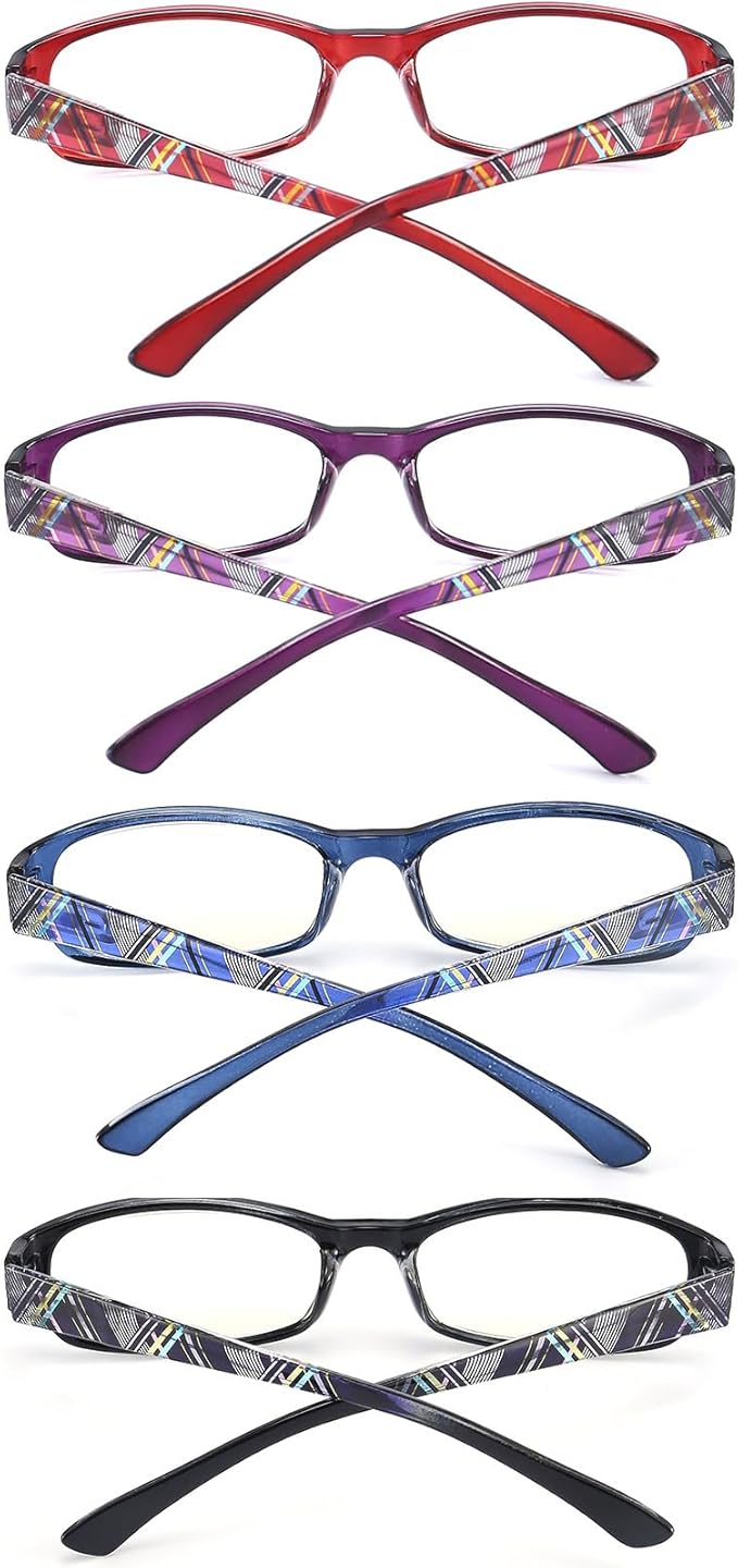 Reading Glasses 3.5 Blue Light Blocking for Womens Men,Ladies Rectangular Frame Computer Readers with Spring Hinge,Fashion Pattern Print Eyeglasses