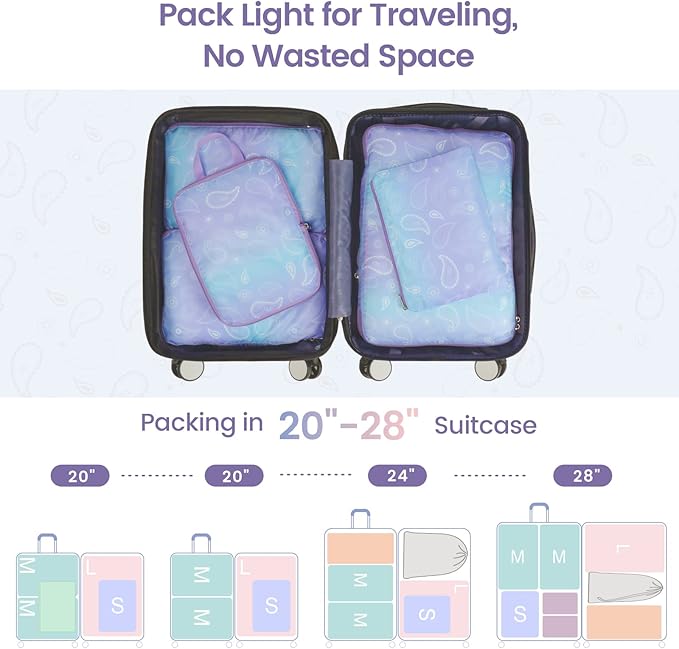 Cambond Compression Packing Cubes for Travel Women - Travel Bags Luggage Organizers Travel Essentials Compression Cubes for Travel Carry on Suitcases Organizer